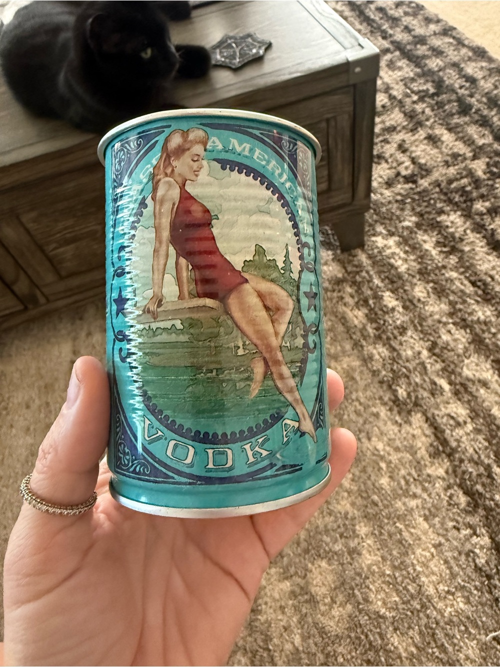 Vintage Pin-Up Teal Vodka Tin